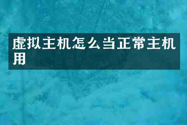 虚拟主机怎么当正常主机用