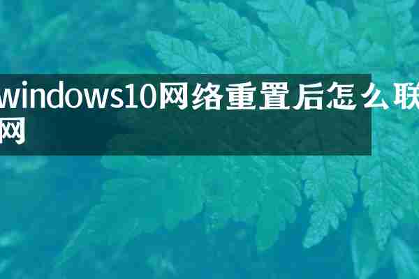 windows10网络重置后怎么联网