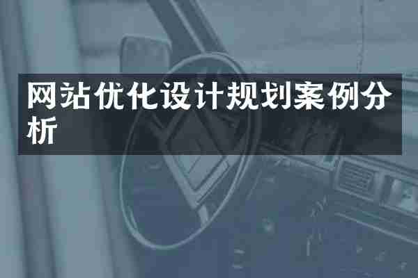 网站优化设计规划案例分析