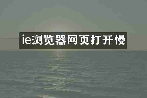 ie浏览器网页打开慢
