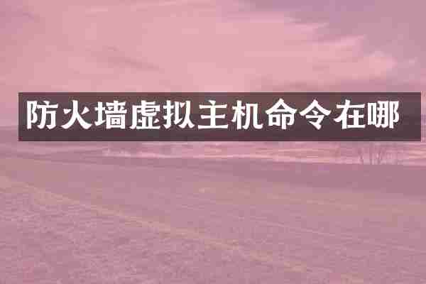 防火墙虚拟主机命令在哪