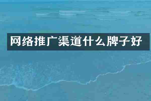 网络推广渠道什么牌子好