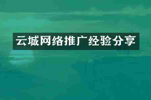 云城网络推广经验分享