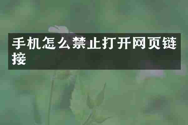 手机怎么禁止打开网页链接