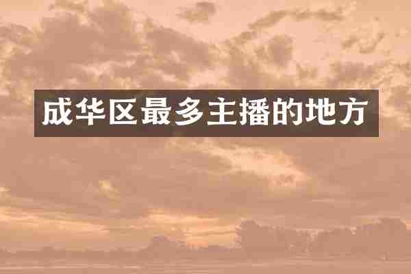 成华区最多主播的地方