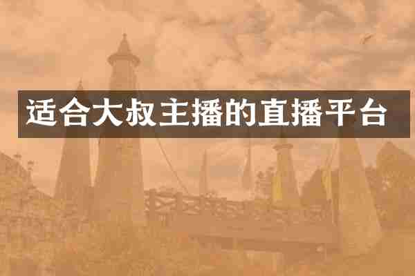 适合大叔主播的直播平台