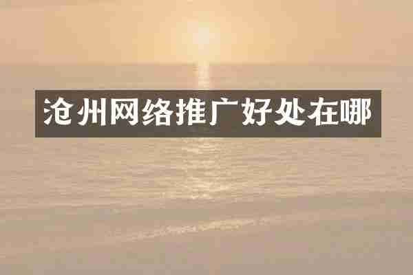 沧州网络推广好处在哪