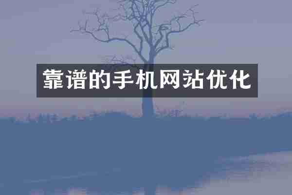 靠谱的手机网站优化