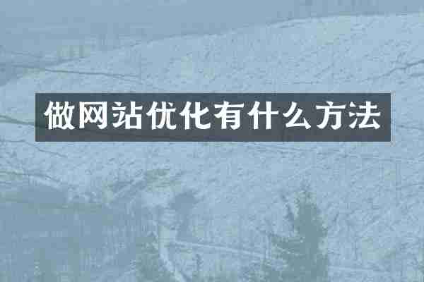 做网站优化有什么方法