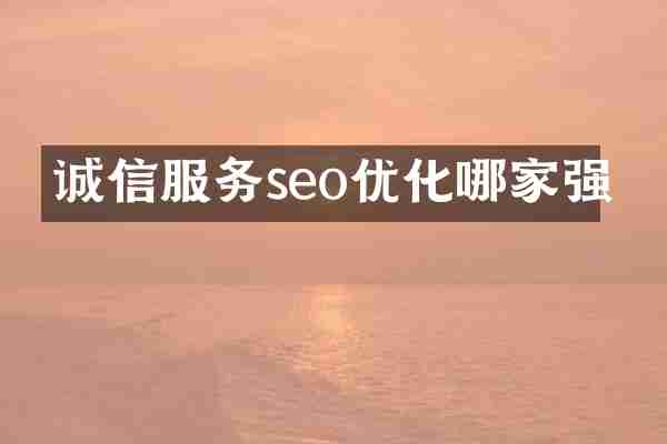 诚信服务seo优化哪家强