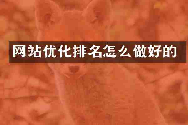 网站优化排名怎么做好的