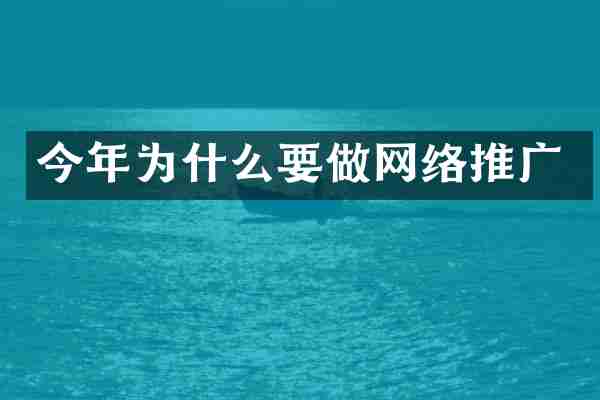 今年为什么要做网络推广