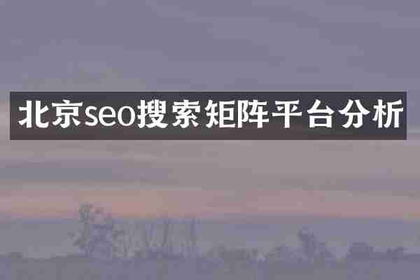 北京seo搜索矩阵平台分析