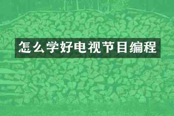 怎么学好电视节目编程