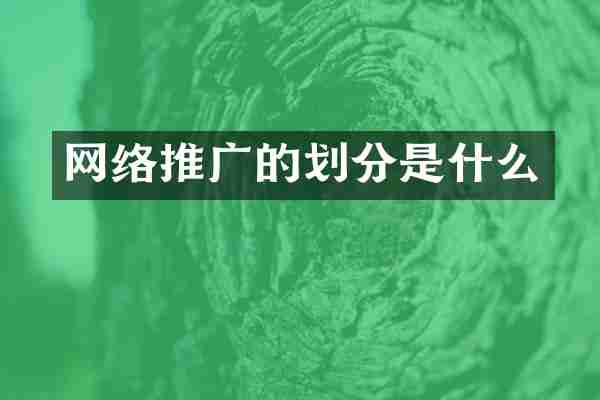 网络推广的划分是什么