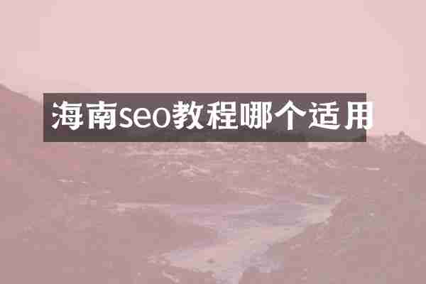 海南seo教程哪个适用