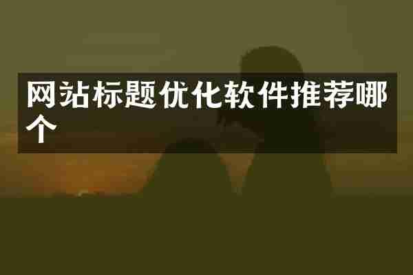 网站标题优化软件推荐哪个