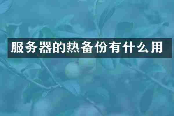 服务器的热备份有什么用