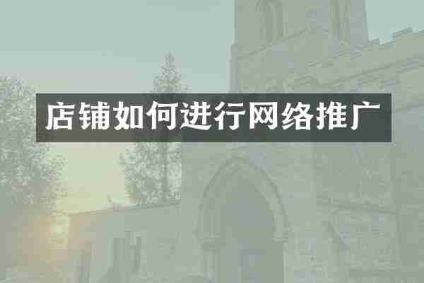 店铺如何进行网络推广