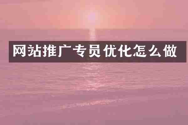 网站推广专员优化怎么做