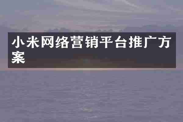 小米网络营销平台推广方案