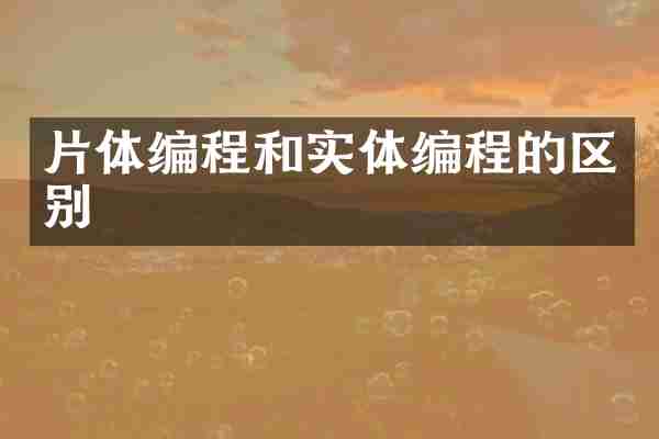 片体编程和实体编程的区别