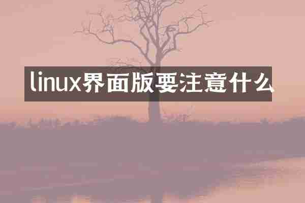 linux界面版要注意什么