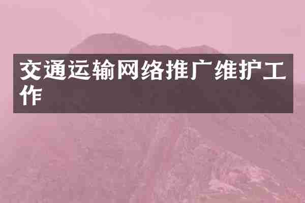 交通运输网络推广维护工作