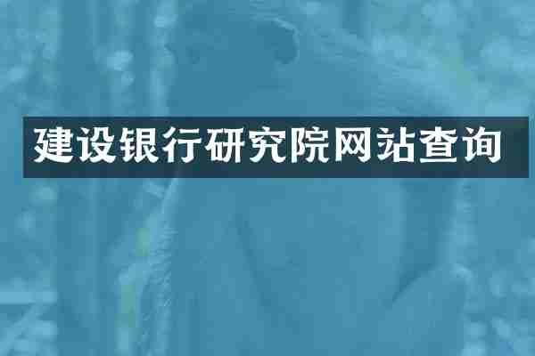 建设银行研究院网站查询