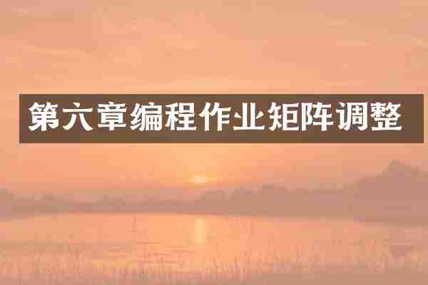 第六章编程作业矩阵调整