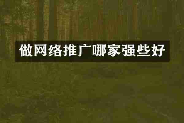 做网络推广哪家强些好