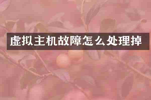 虚拟主机故障怎么处理掉