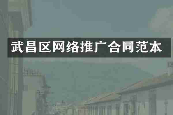 武昌区网络推广合同范本