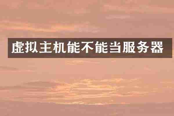 虚拟主机能不能当服务器