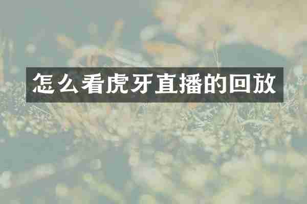 怎么看虎牙直播的回放