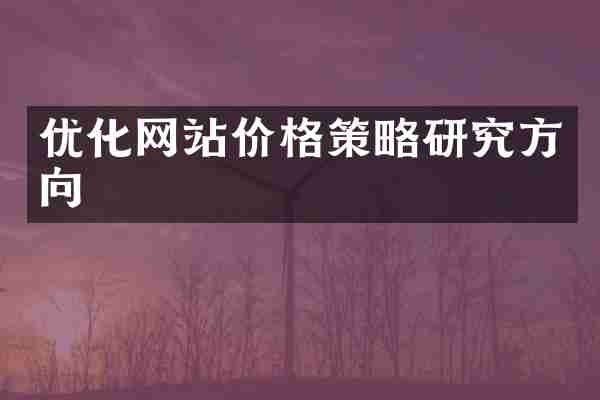 优化网站价格策略研究方向