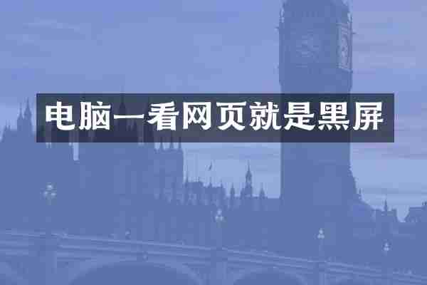 电脑一看网页就是黑屏