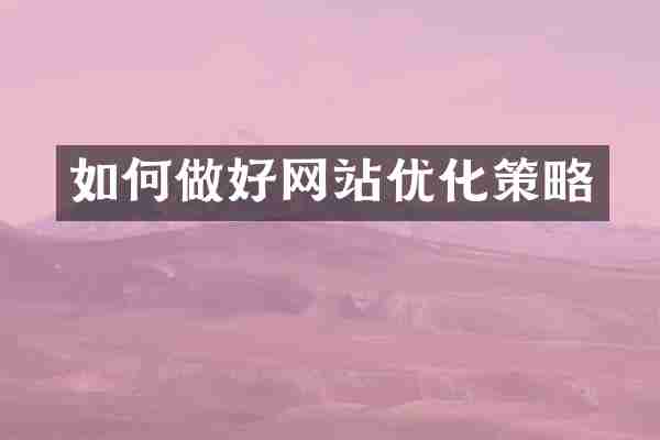 如何做好网站优化策略