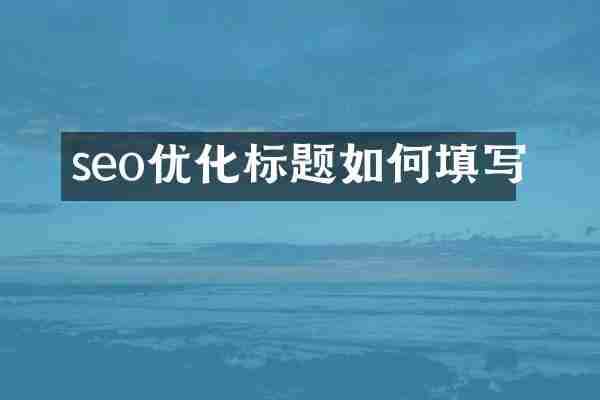 seo优化标题如何填写