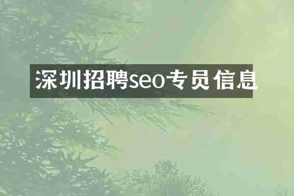 深圳招聘seo专员信息
