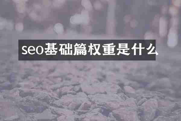 seo基础篇权重是什么