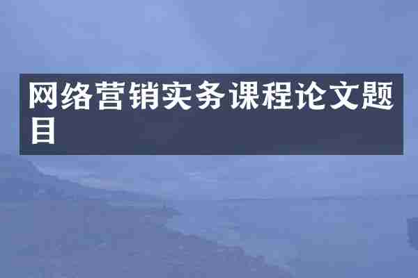 网络营销实务课程论文题目