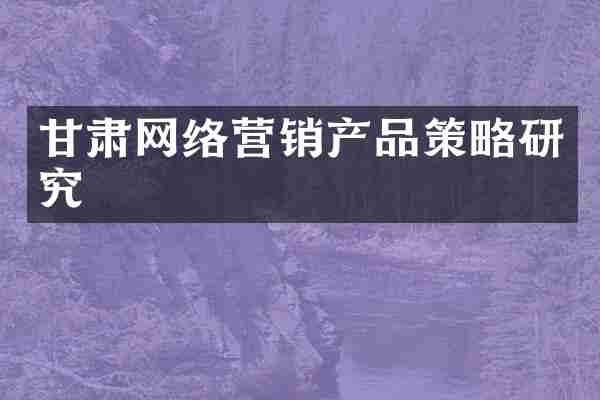 甘肃网络营销产品策略研究