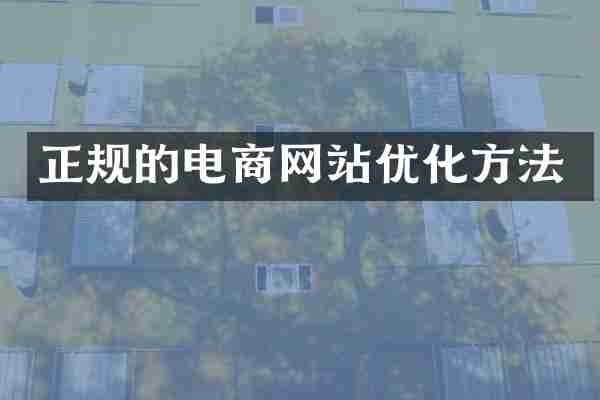 正规的电商网站优化方法