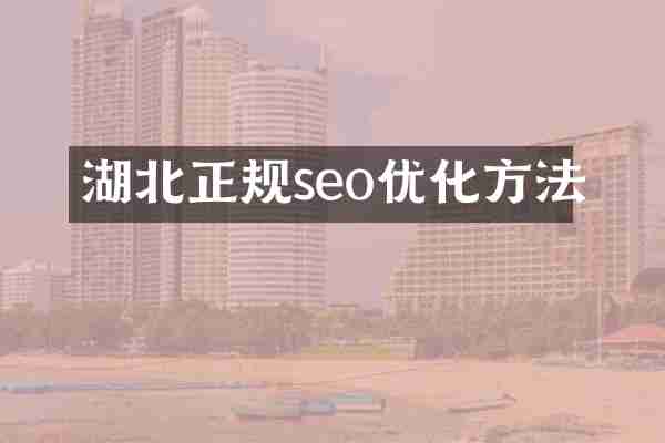 湖北正规seo优化方法