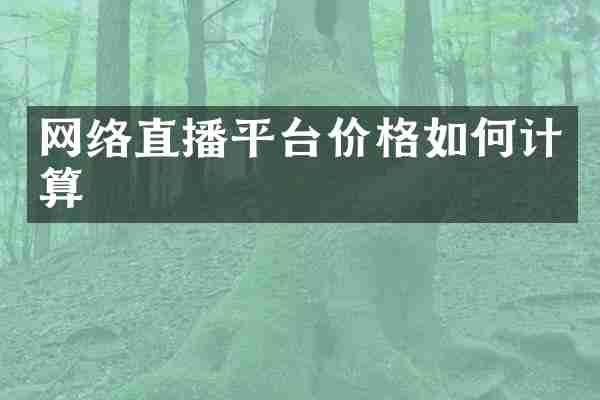 网络直播平台价格如何计算
