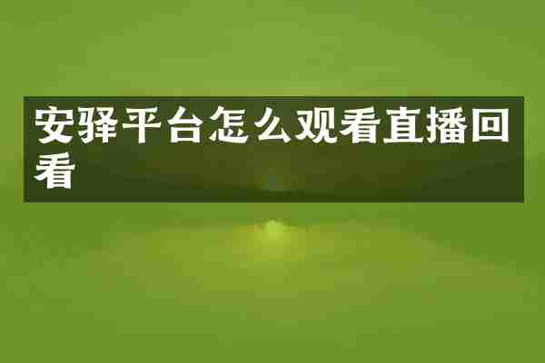 安驿平台怎么观看直播回看