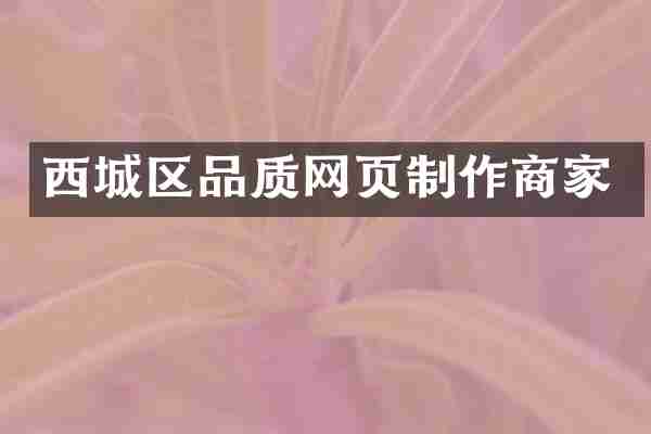 西城区品质网页制作商家