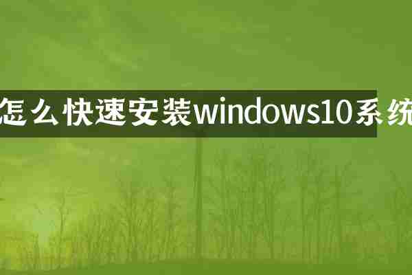 怎么快速安装windows10系统