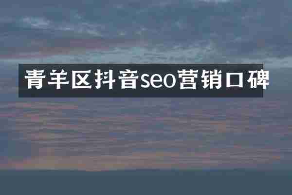 青羊区抖音seo营销口碑